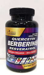 Organic Cadane 7in1 Pure Berberine Supplement with Quercetin, Ceylon Cinnamon, Resveratrol, Milk Thistle, Grape Seed, and Black Pepper - 90 Capsules for 3-Month Supply - Immunity Health Support