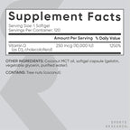 Sports Research® Vitamin D3 10,000iu (250mcg) with Coconut MCT Oil - Max Strength Vitamin D Supplement - Gluten Free · Non-GMO · Soy Free - 120 Count Softgels