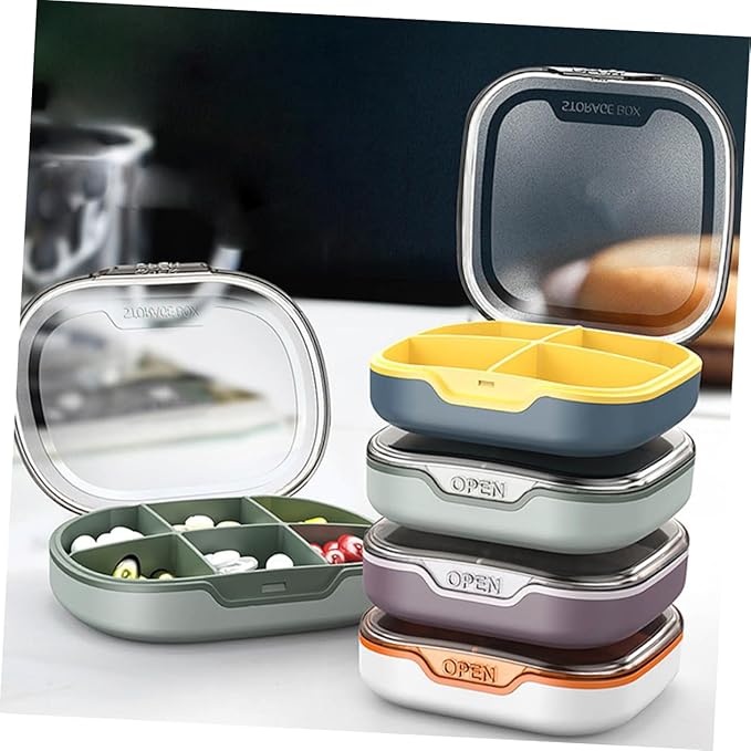 VICASKY Portable Mini Medicine Storage Box Sealed Compartment Pill Organizer for Travel Multifunctional Small Container for Pills Jewelry Compact and Easy to Carry
