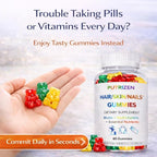 Biotin Hair Skin Nails Gummies: Daily Beauty Supplement for Women Experiencing Stress-Related Hair Thinning, Supports Strong Nails & Healthy Skin, 60 Count, Strawberry Flavor