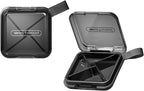 1 Pack Grey Pill Organizer with Strap, 4 Compartments, Compact Travel Pill Box Case, Portable and Moistureproof to Store Vitamins, Medication and Supplements