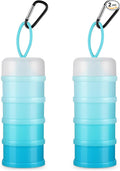Baderke 2 Pcs Protein Powder Container with Funnels Stand, 4 Stackable Leakproof Protein Powder Dispenser, Portable Keychain Powder Container for Workout, Fitness, Travel(Blue)