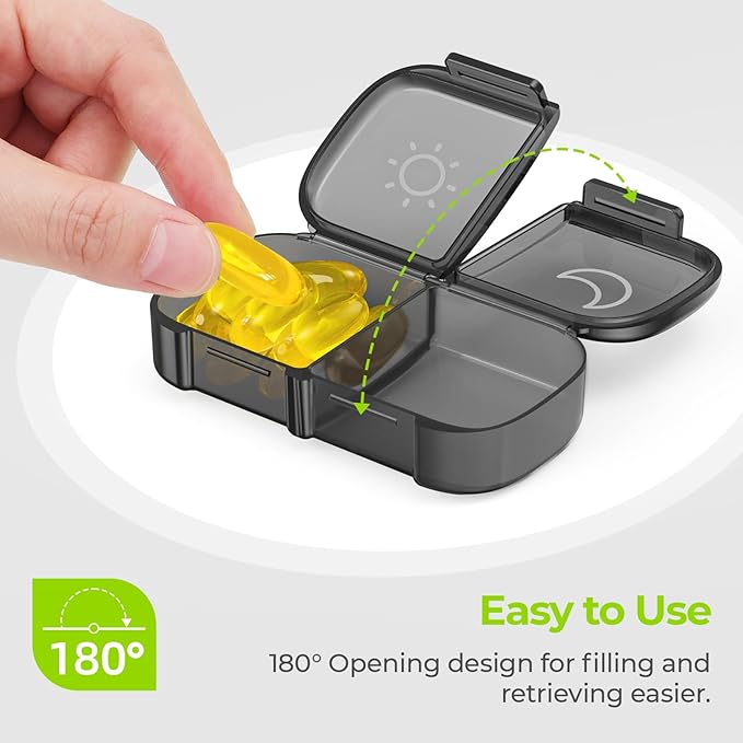 AUVON XL Weekly Pill Organizer 2 Times a Day, AM PM Pill Case with One-Side Large Opening for Easy to Use, Pill Box 7 Day Travel Medication Organizer for Medications, Vitamins, Fish Oils, Supplements