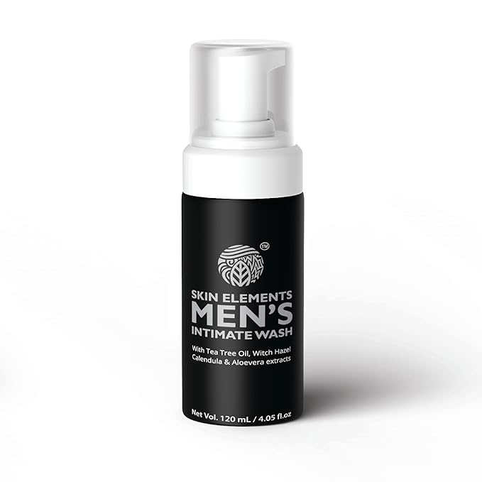 Skin Elements Intimate Wash for Men | pH Balanced Foaming Wash with Tea Tree Oil & Aloe Vera | Soothes, Refreshes & Maintains Hygiene | 4.05 fl. oz. |