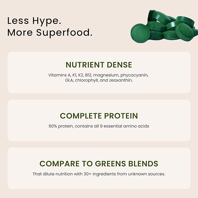 Nutrex Hawaii Pure Hawaiian Spirulina – Vegan Superfood, 500 mg Tablets, Farm Grown in Kona, Non-GMO, Immune Support & Cellular Energy, 400 Count