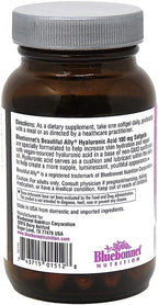 Bluebonnet Nutrition Beautiful Ally Hyaluronic Acid 100mg, Nurture Radiant Skin*, Non-GMO, Gluten-Free, Soy-Free, 90 Softgels, 90 Servings
