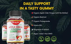 Apple Cider Vinegar Gummies with The Mother – Organic ACV + Pomegranate, Beetroot & B12 – Digestive, Detox & Energy Support – Vegan, Halal – 60 Gummies