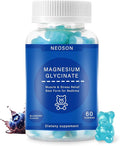 Magnesium Glycinate Gummies 500mg, Sugar-Free for Adults & Kids, Magnesium Gummies for Sleep, Stress & Muscle Relief, Supports Bone & Nerve Health, Vegan, 60 Count, Blueberry Flavor