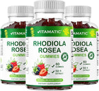 Vitamatic Rhodiola Rosea Gummies – Sugar-Free Plant-Based Extract – Mixed Berry Flavor – Vegan, Non-GMO – Adaptogen Supplement Gummies – 60 Count