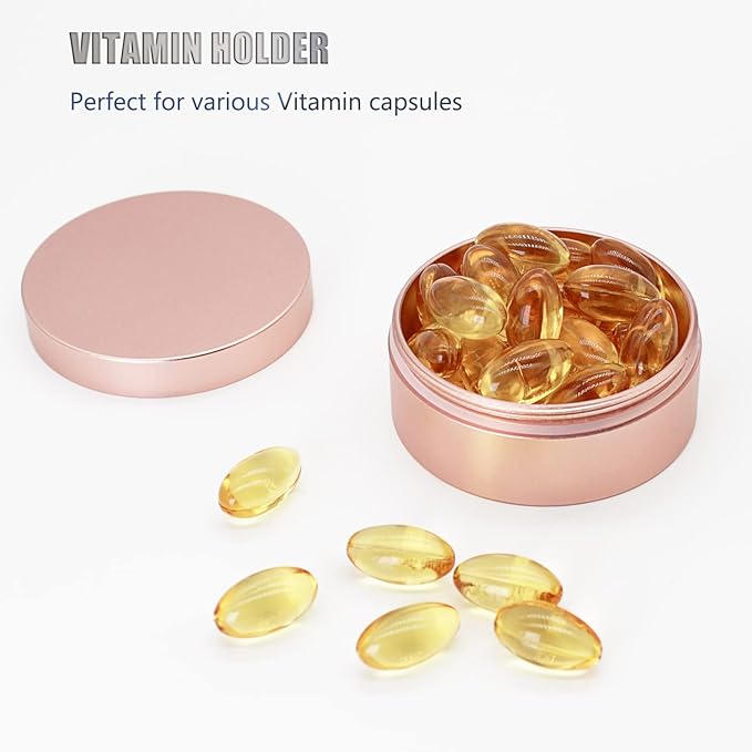 Portable Daily Pill Case, Heavy Duty Aluminium Alloy Round Pill Box, Waterproof Travel Pill Organizer, Pocket Purse Medicine Vitamin Holder EDC Container for Outdoor Camping Working