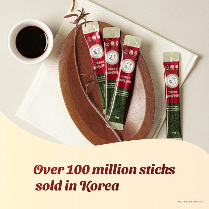 6 Year Korean Red Ginseng Shot - 7mg Ginsenosides - Caffeine Free HACCP 10 Packets