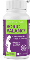 Intimate Rose Boric Acid Vaginal Suppositories, 30 Count for Feminine Deodorizing & Freshness - Vegan Capsules