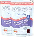 First Day Women’s Nighttime Reset Calming Magnesium Gummies – Sleep Aid Supports Peaceful Rest, Balanced Mood & Energy – Supplement with Magnesium Citrate, L-Theanine & No Melatonin – 60-Day Supply