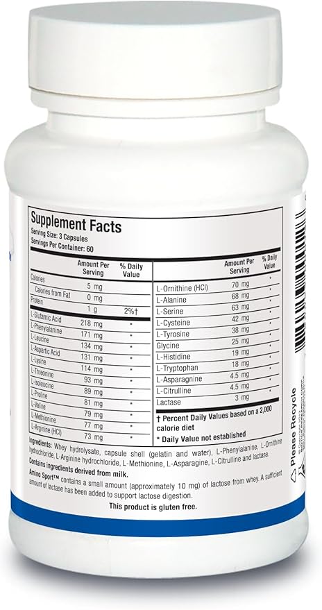 Biotics Research Amino Sport Broad Spectrum Amino Acids, Essential Amino Acids, BCAAs, Sports Recovery, Support Lean Muscle Mass 180 Capsules