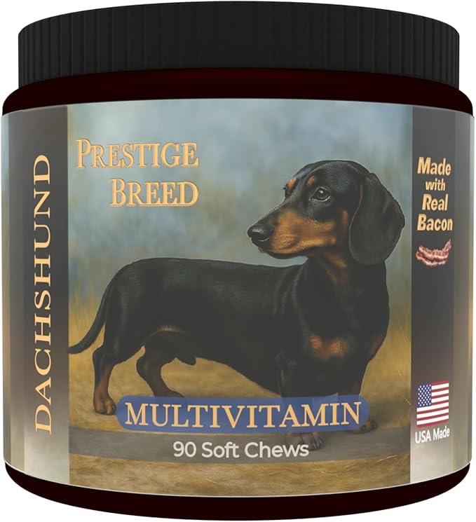 Multivitamins, Balanced Nutrition for Dachshund, 90 Count, Made in the USA with Real Bacon