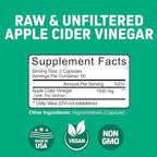 Herbtonics Raw Apple Cider Vinegar Capsules 1500mg with Mother | Weight Management, Detox & Digestion Formula with GLP-1 Support | Unfiltered ACV for Metabolic Support | 120 Vegan Capsules