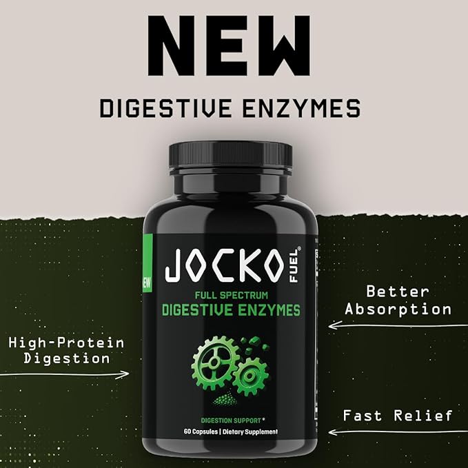 Jocko Fuel Digestive Enzymes - Full Spectrum Support, Nutrient Absorption, Gut Health Support, Digestion Aid - 60 Capsules