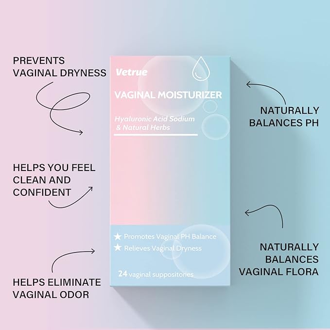 Intimate Moisturizer, Vaginal Suppository for Dryness & Discomfort, Feminine Long Lasting Hydration Support with Hyaluronic Acid and Natural Herbs - PH Balance, Estrogen and Drug Free (24 Inserts)