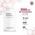 SuperSmart Potassium Bicarbonate (High Dose) - Electrolyte Mineral - pH Acid-Base Balance - Potassium Supplement | Non-GMO & Gluten Free - 240 Vegetarian Capsules