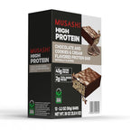 MUSASHI High Protein Bar, 45g Protein, 2g Total Sugars, Cookies & Cream, Post Workout and Protein Snack On The Go, 12 Pack of 3.2oz (90g) Bars