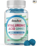 Hyaluronic Acid Gummies, Hyaluronic Acid Supplements with Vitamin C & Biotin 5000mcg for Skin, Hair, Nails Health, Joints Supplements for Women & Men, Low Sugar, Vegan, Non-GMO, 60 Counts