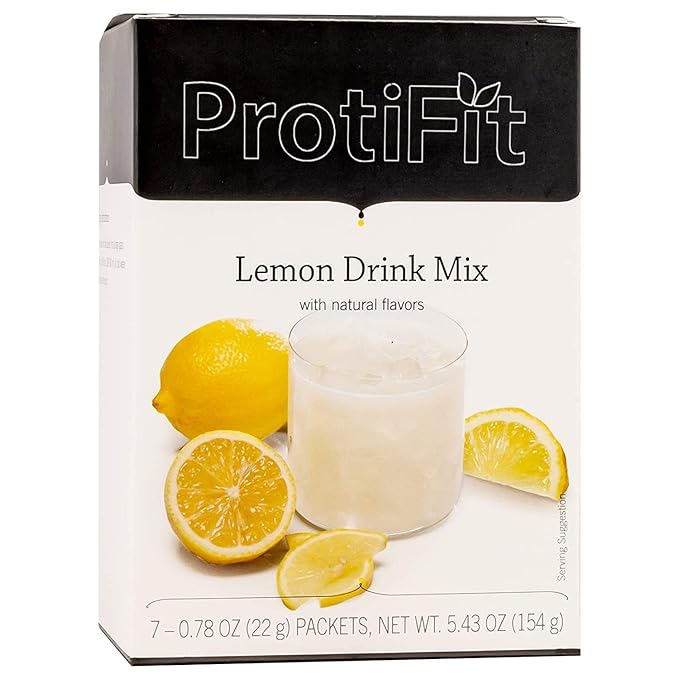 Proti Fit - High Protein Fruit Flavored Powder Drink Mix, Low Calorie, Sugar Free, Appetite Suppressant, 7 Servings Per Box (Lemon)