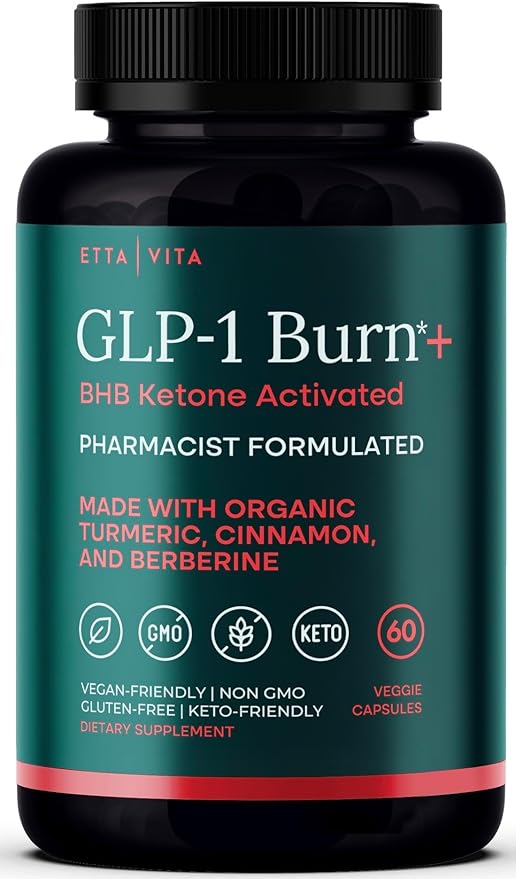 Ketosis & GLP-1 Supplement Weight Loss for Women and Men - Appetite Suppressant, Fat Burner and Metabolic Health with BHB Ketones, Apple Cider Vinegar, Berberine HCL, Turmeric, Cinnamon - Made in USA