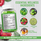 ACV Wellness Gummies–Apple Cider Vinegar with Green Tea&Botanical Extracts–Daily Plant-Based Wellness Gummies–Vegan, Non-GMO, Gluten-Free–60 Gummies