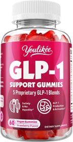 GLP-1 Supplement for Women & Men, GLP-1 Probiotic Gummies - Activates GLP-1 & AMPK, with Akkermansia Probiotic & Natural Berberine for Energy - Strawberry Flavor, Sugar-Free, 60 Count