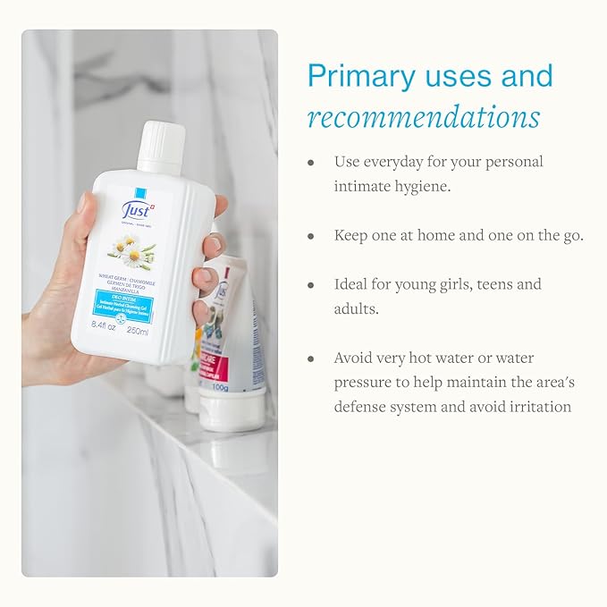 SwissJust Deo Intim Cleansing Gel 250ml. Feminine Wash Formulated with Rich Ingredients. A Delicate Cleansing Gel and pH Balancing Cleanser. Moisturizing Feminine Care & Gentle Wash