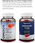 Amazon Basics Melatonin 5mg, Strawberry (Previously Solimo) 120 Gummies (2 per Serving) (Pack of 2)