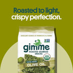 Gimme Seaweed Organic Premium Roasted Seaweed Snacks, Extra Virgin Olive Oil, 6 Count, Keto, Vegan, Gluten-Free, Great Source of Omega3s and Iodine, Healthy On-The-Go Snack for Kids and Adults