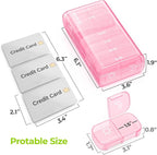 AUVON XL Weekly Pill Organizer 2 Times a Day, Pill Box 7 Day with One-Side Large Openings for Easy to Use, Sakura Pink AM PM Pill Case for Medication, Vitamins, Fish Oils, Supplements