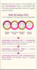 Jarrow Formulas Fem-Dophilus Vaginal & Digestive Probiotic 50 Billion CFU, 9 Clinically-Studied Strains, for Vaginal Flora & Yeast Balance, Urinary Tract, Digestive, 30 Capsules (Pack of 2)
