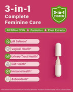 Probiotics and Prebiotics for Women pH Balance & Digestion - 60 Billion Vaginal Probiotic with Cranberry & D-Mannose for Gut, Urinary, Immune Health, Vegan & Non-GMO | 180 Capsules