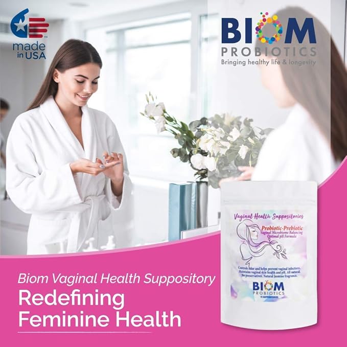 Biom Vaginal Probiotic Suppository: Natural Vaginal pH and Odor Control Regimen; Balance and Nourishes Vaginal Lactobacillus Flora ; No Parabens, Fragrance-Free (15)