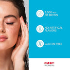 GNC Women's Hair, Skin & Nails | Daily Multivitamin Blend | Biotin (3,000 mcg), Hyaluronic Acid, Vitamins C & E with Niacin | Added Antioxidants | Supports Womens Health and Beauty | 120 Caplets
