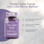 Hair Skin and Nails Vitamins for Women – Extra Strength 6000mcg Biotin Hair Gummies with Marine Collagen, Vitamin E, A, C & PABA for Hair Growth, Healthy Skin & Nails – Made in US, Passion Fruit, 60ct