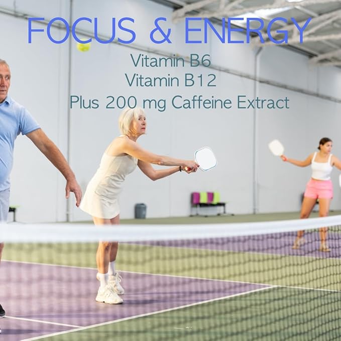 Pickleball Gummies | Triple Action Endurance Focus Energy | With 5 Electrolytes and Vitamin B | Vegan and Keto Non-GMO | Game-Time readiness and endurance | Lemon Sugar Free gummies | 60 ct