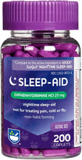 Rite Aid Natural Sleep Aid Caplets, Diphenhydramine HCl, 25mg - 200 Count | Sleeping Pills for Adults Extra Strength