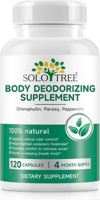 Body Deodorizing Supplement - Chlorophyll Pills for Internal Odor Control, Fresh Breath, and Digestive Support - Helps Reduce Body & Breath Odor from Within for Women and Men