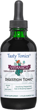 Vitanica Digestion Tonic, Gas, Bloating and Indigestion Relief Supplement, Improve Digestive Function & Gut Health, for Women & Men, Peppermint Oil Fennel Ginger & Aloe Vera Vegan, 4 Oz