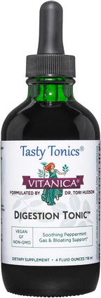 Vitanica Digestion Tonic, Gas, Bloating and Indigestion Relief Supplement, Improve Digestive Function & Gut Health, for Women & Men, Peppermint Oil Fennel Ginger & Aloe Vera Vegan, 4 Oz