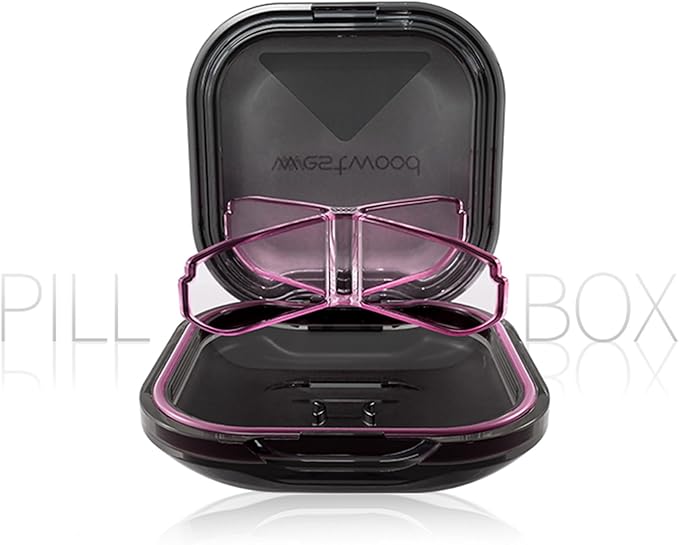 HyJeryty 4-Compartment Pill Organizer, Small Purple Portable Pill Case for Daily Vitamins, Supplements & Medication, Travel-Friendly Compact Design, Stylish Cute Medicine Pill Box Pill Holder