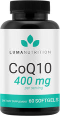 Luma Nutrition CoQ10 400mg Softgels - High-Absorption Coenzyme Q10 - Co Q-10 200mg / 400mg Per Serving - Heart Health - 60 Liquid Softgels
