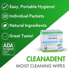 Dr. B Dental Solutions Cleanadent Wipes - Convenient Denture Cleaning Wipes, Refreshes Gums, No Artificial Colors/Flavors - 60 Count