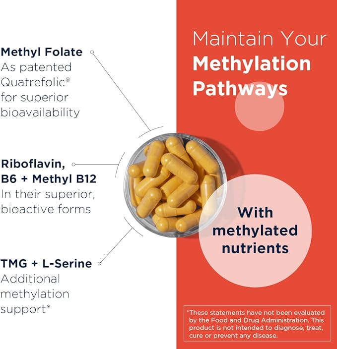 Designs for Health Homocysteine Supreme - Methylated Multivitamin of B Vitamins with Riboflavin, B6, B12, Folate, L-Serine & TMG for Brain Support & Healthy Inflammatory Response (120 Caps)