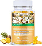 Magnesium Glycinate Gummies 1000mg, High Absorption Sugar Free Magnesium Potassium Supplement for Relaxation, Stress Relief, and Sleep Support for Adults & Kids - 180 Pineapple Gummies