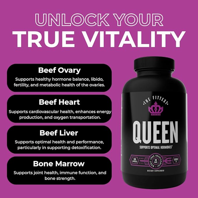 The Fittest Queen Organ Supplement, Hormone & Energy Support, 180 Capsules