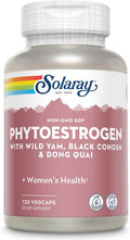 SOLARAY PhytoEstrogen Menopause Supplements - Wild Yam, Black Cohosh, and Dong Quai Estrogen Pills for Women's Health - Vegan, Lab Verified, 60-Day Guarantee (30 Servings, 120 VegCaps)